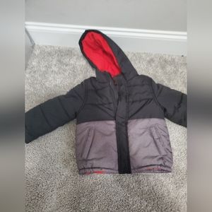 Carter's Baby Boy 3T Coat Jacket Black Grey Fleece Lined Hooded Heavy Coat